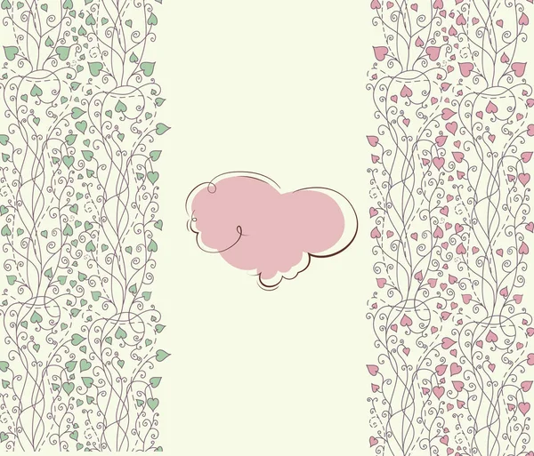 Déchets romantiques avec nuage rose et coeurs — Image vectorielle