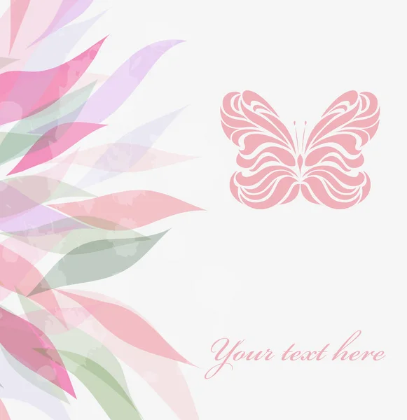 Cartão floral com borboleta . — Vetor de Stock