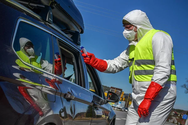 Covid19 Bescherming Van Het Coronavirus Oostenrijk Tsjechische Grens Europa — Stockfoto