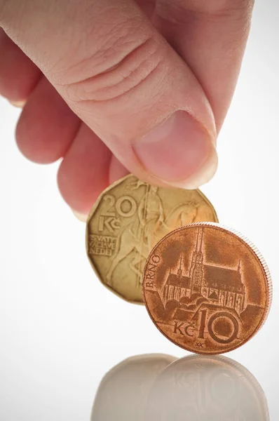 Mince České Měny Česká Koruna Evropské Peníze — Stock fotografie