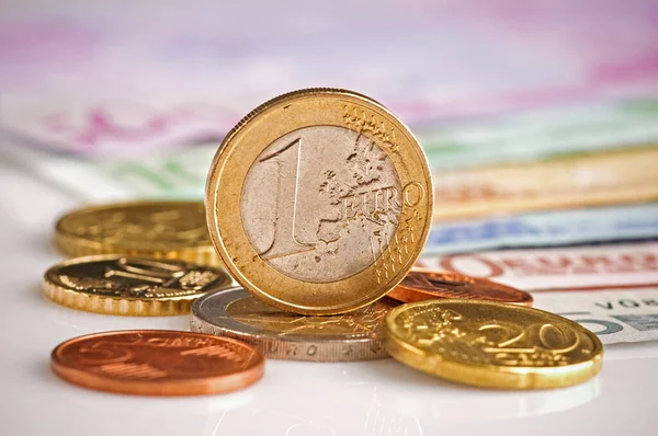 Euro Moedas União Europeia Numerário — Fotografia de Stock
