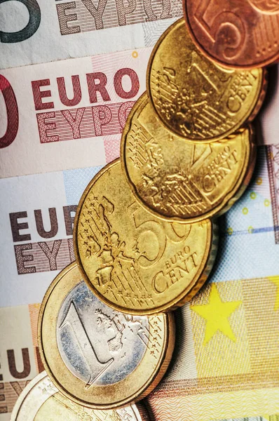 Euro Monedas Unión Europea Fijadas Efectivo — Foto de Stock