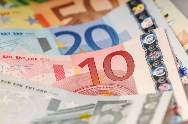 Euro Pieniądz Gotówkowy Banknoty Unii Europejskiej — Zdjęcie stockowe