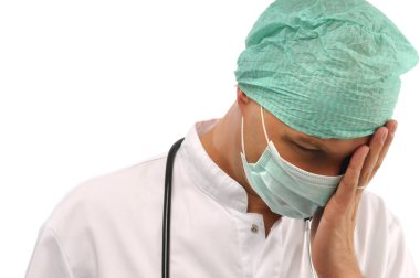 Genç doktor ya da yüz maskesi, ilüstrasyon fotoğrafı, COVID 19, korona virüsü.
