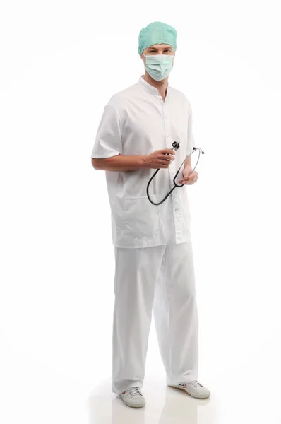 Young Doctor Medical Assistent Face Mask Ilustration Picture Covid Corona — Stock Photo, Image