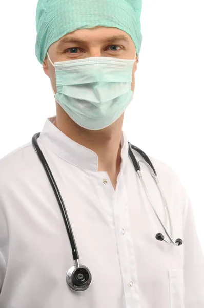 Giovane Medico Assistente Medico Con Maschera Facciale Immagine Ilustrazione Covid — Foto Stock