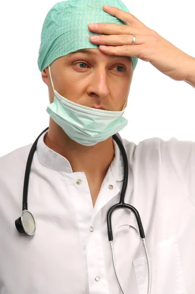 Ung Läkare Eller Medicinsk Assistent Med Ansiktsmask Ilustration Bild Covid — Stockfoto