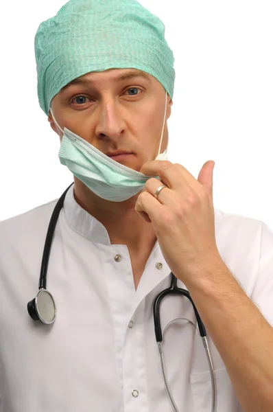 Young Doctor Medical Assistent Face Mask Ilustration Picture Covid Corona — Stock Photo, Image