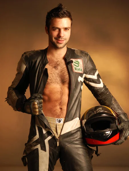 Motociclista Macacão — Fotografia de Stock