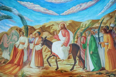 Palm Sunday - Kudüs 'teki kilisede Donley' de İsa 'nın resmi