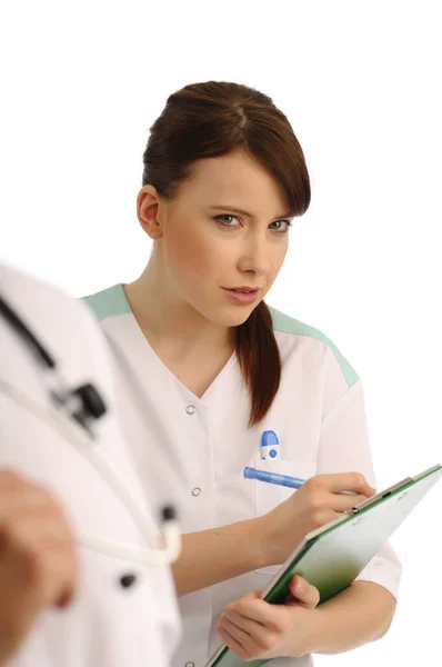 Medische Verpleegkundige Schrijft Notities — Stockfoto
