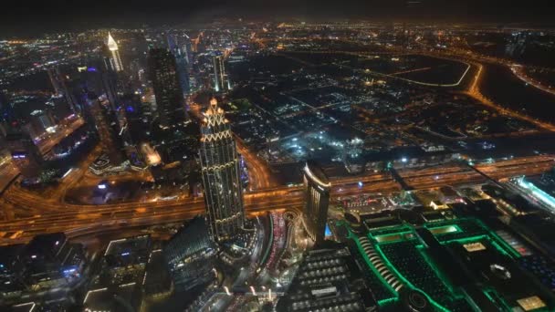 Dubai Febbraio 2019 Vista Dal Burj Khalifa Scena Notturna Del — Video Stock