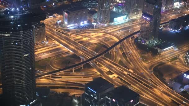 Dubai Februari 2019 Uitzicht Vanaf Burj Khalifa Downtown Night Scene — Stockvideo