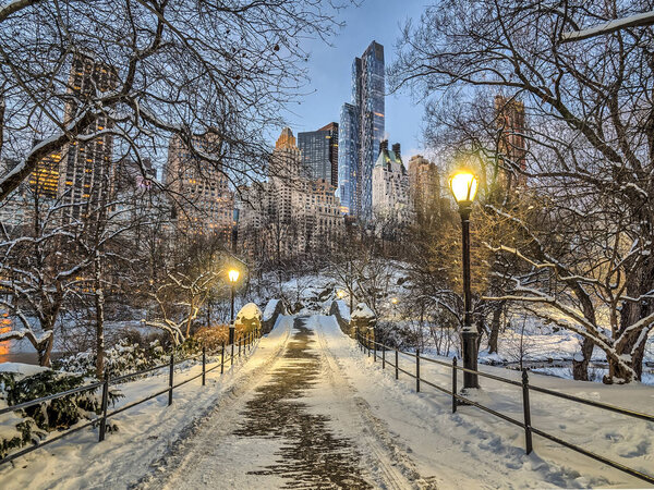 Central Park, New York City winter snow