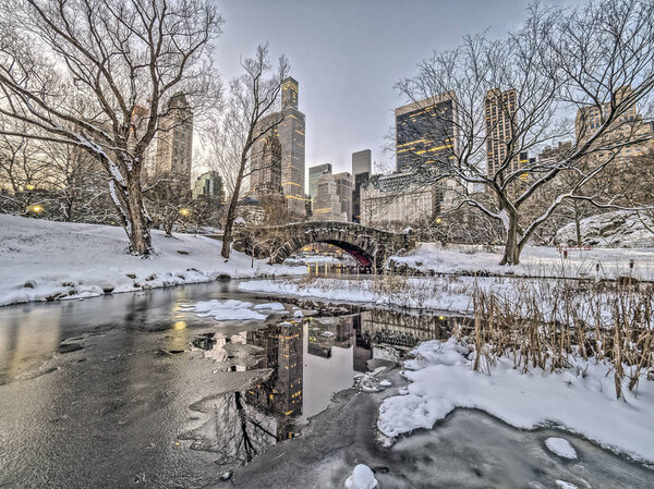 Central Park, New York City winter snow