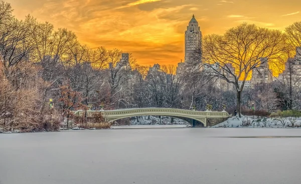 Bogenbrücke Central Park — Stockfoto