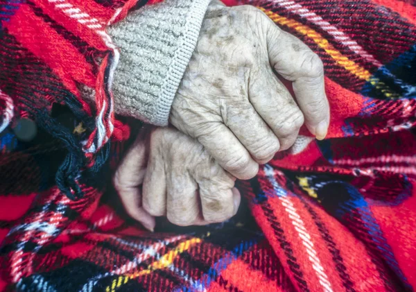 Çok yaşlı kadın elinde — Stok fotoğraf