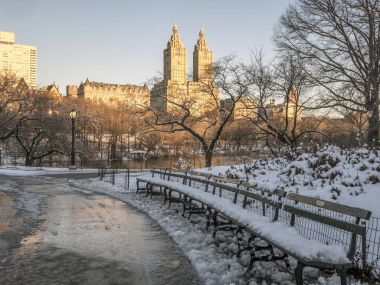 Central Park, New York City hafif kar