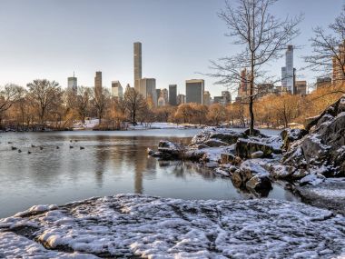Central Park, New York City hafif kar