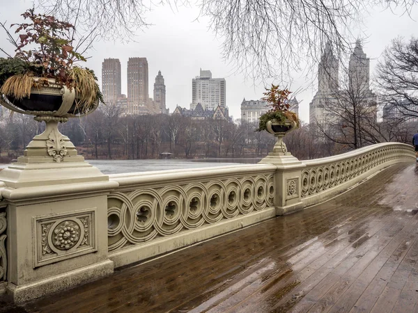 Ponte di prua Central Park inverno — Foto Stock