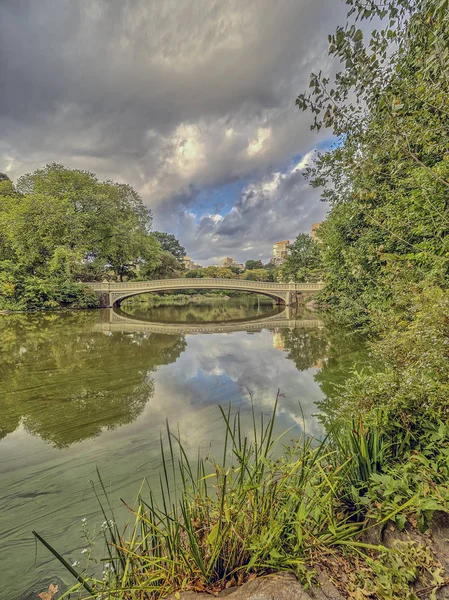 Bogenbrücke Central Park — Stockfoto