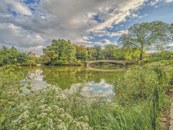 Die Bugbrücke Ist Eine Gusseiserne Brücke Central Park New York — Stockfoto