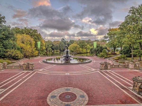 Bethesda Terrace Fountain Overlook Lake New York City Central Park — Stock Photo, Image