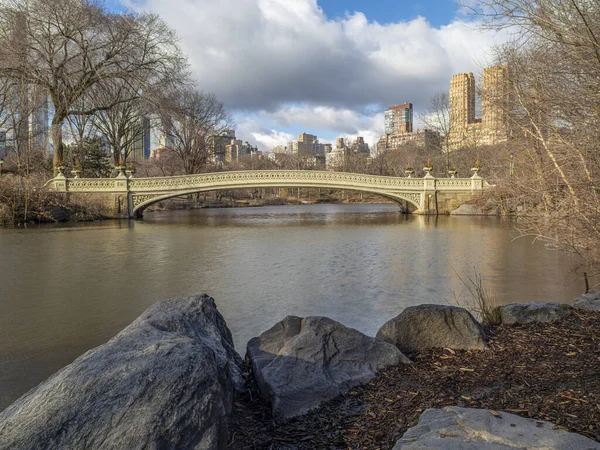 Pruva Köprüsü Central Park New York Kış Şehri — Stok fotoğraf