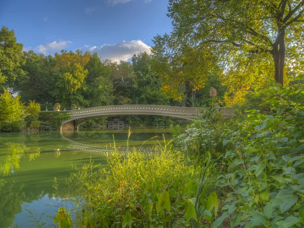 Bogenbrücke Central Park New York City Spätsommer — Stockfoto