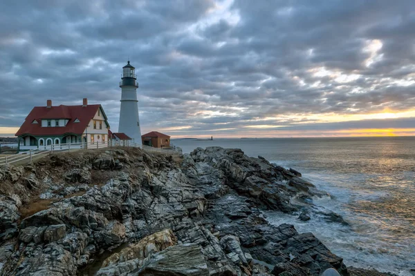 Portland Head Light Ist Ein Historischer Leuchtturm Cape Elizabeth Maine — Stockfoto