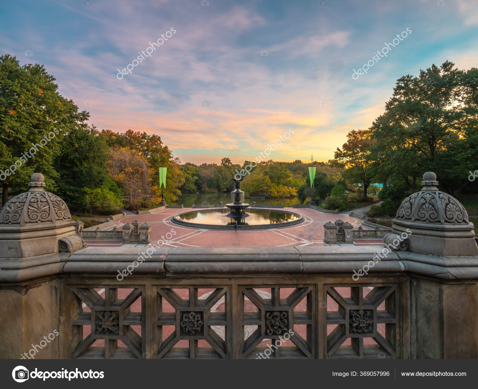 Bethesda Terrace and Fountain overlook The Lake in New York City's