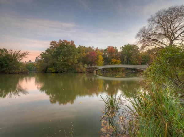 Most Łukowy Central Park Nowy Jork Późną Jesienią — Zdjęcie stockowe