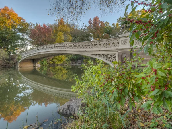 Bow Bridge Central Park New York City Konci Podzimu — Stock fotografie