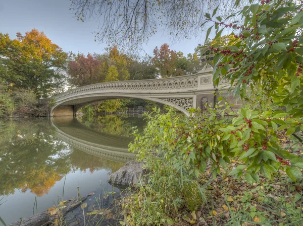Central Park Nueva York Otoño Bow Bridge — Foto de Stock