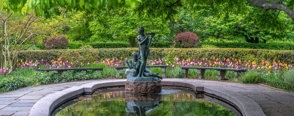 Conservatory Garden Офіційний Сад Північно Східному Кутку Центрального Парку Нью — стокове фото