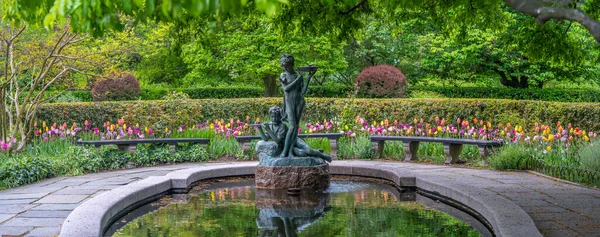 Conservatory Garden Formell Trädgård Nordöstra Hörnet Central Park New York — Stockfoto