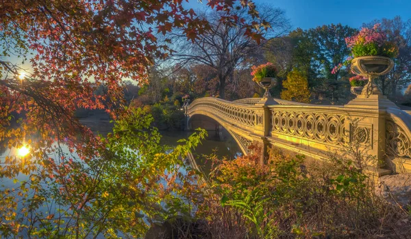 Ponte Prua Central Park New York City Fine Autunno — Foto Stock