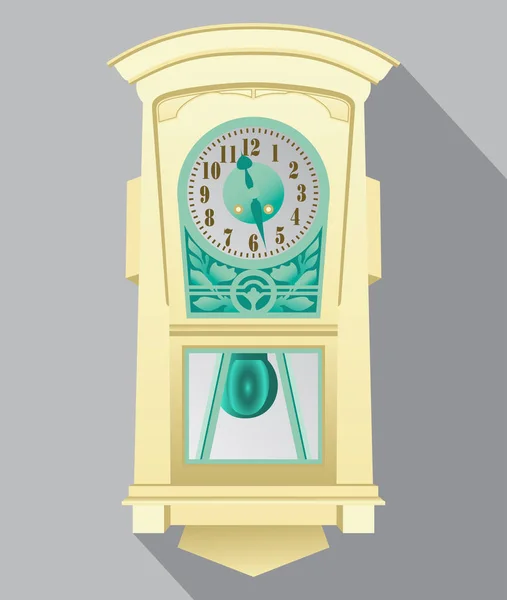 Velho Relógio Retro Relógio Parede Fundo Cinza Ilustração Vetorial Relógio —  Vetores de Stock