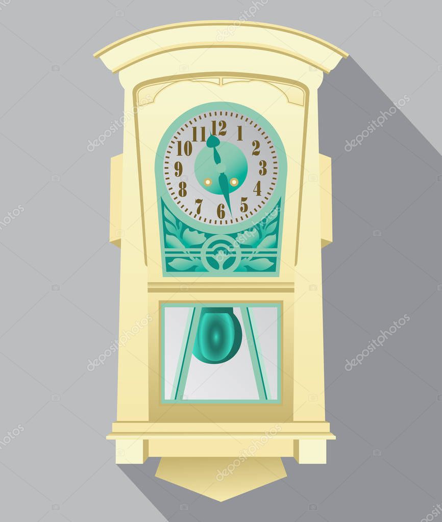 Old retro clock. Wall clock on a gray background. Vector illustration/Old retro clock. Wall clock on a gray background. Vector illustration