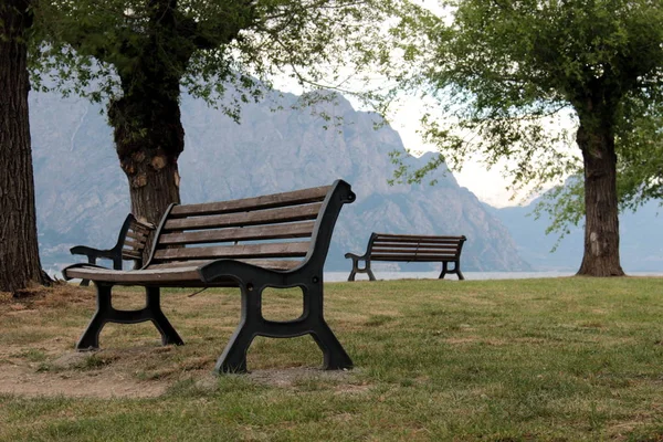 Eine Bank Der Nähe Eines Sees — Stockfoto