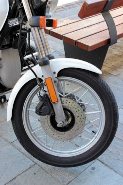 a vintage motorcycle wheel