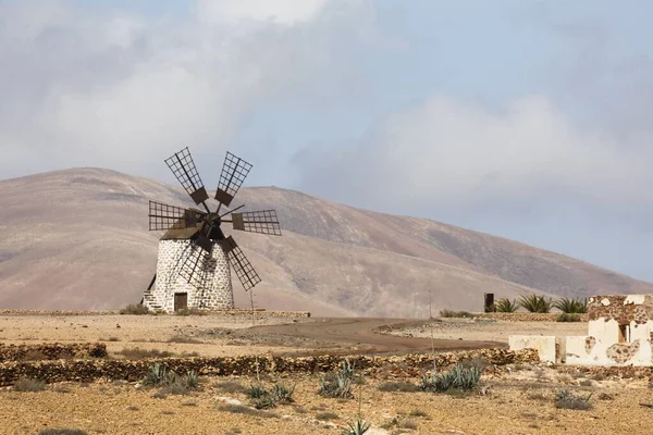 Fuerteventura landskap med väderkvarn — Stockfoto