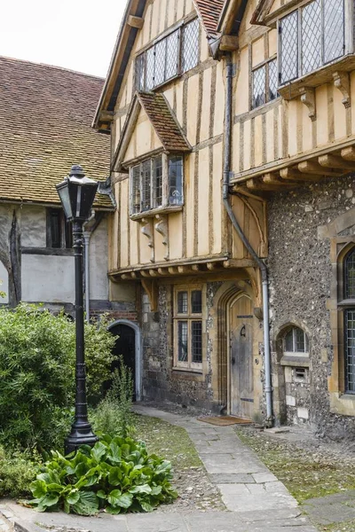 Tudor Gebäude Des Cheyney Court Der Historischen Stadt Winchester Hampshire — Stockfoto
