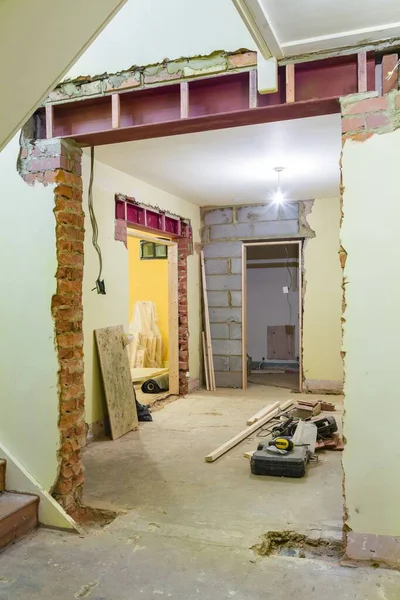 Renovación Remodelación Interna Casas Reino Unido Con Nueva Apertura Pared —  Fotos de Stock