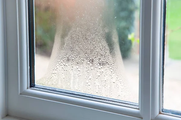 Close Blown Double Glazed Unit Failed Window Glazing Condensation — Stock Photo, Image