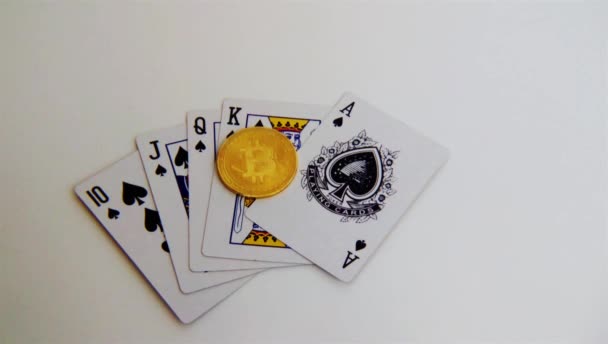 Crypto Royal Flush Bitcoin Mining Ico Toekomstige — Stockvideo