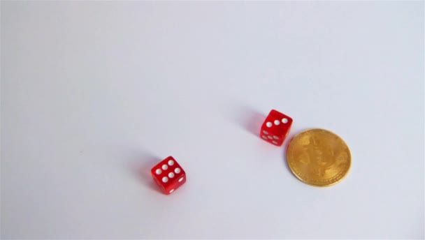 Bitcoin Крипто Успіх Ризик Кинути Кістки Майбутніх Видобутку Ico — стокове відео