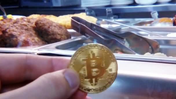 Αγοράζουν Τρόφιμα Για Την Κρυπτο Νόμισμα Ico Μέλλον Εξόρυξη — Αρχείο Βίντεο