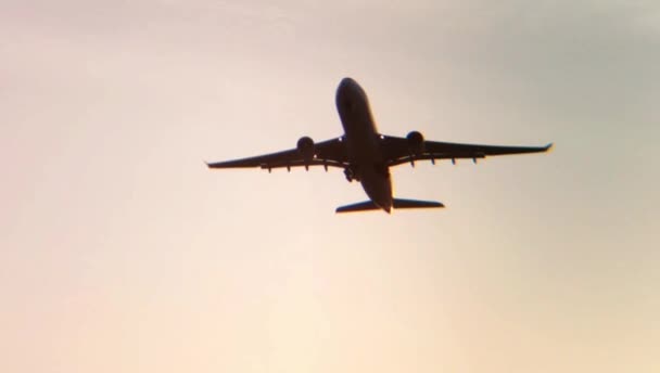 Airplane Takeoff Sunset Sunrise — Stock Video