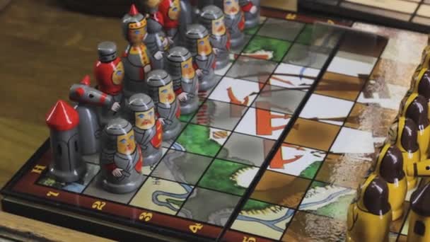 Satranç Orta Çağ Krallığı Savaş Fantezisi Strateji Oyunu Savaşı — Stok video